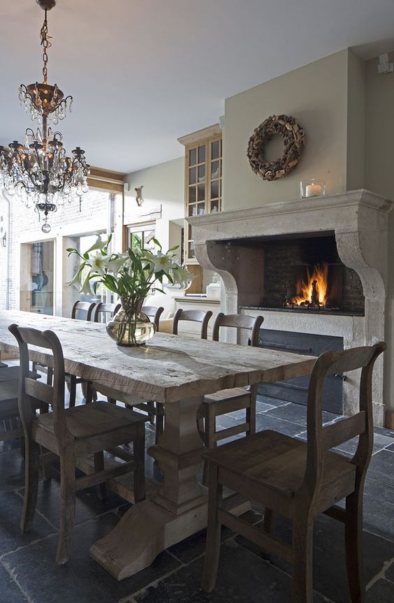 Dining Room with Fireplace Ideas 7