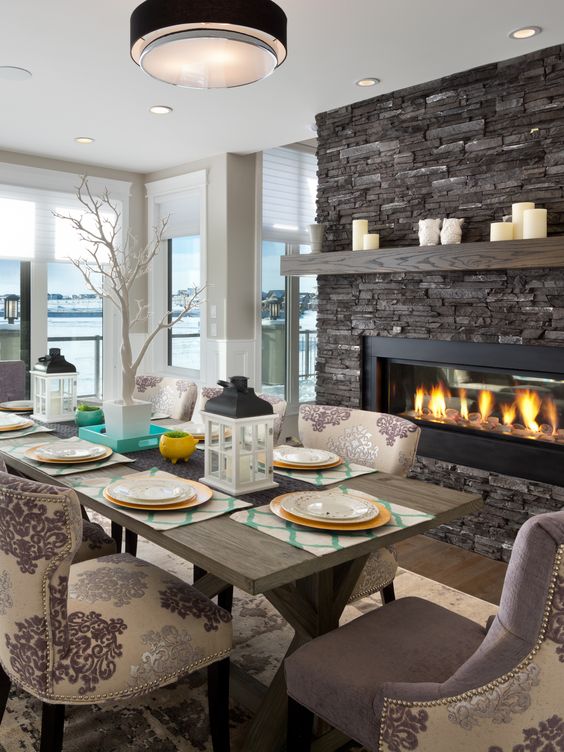 Dining Room with Fireplace Ideas 8